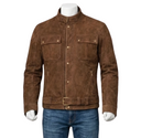 Brown Suede Utility Biker Jacket wholesale apparel product image