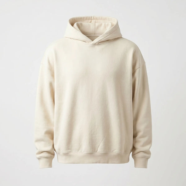 Beige hoodie on a light gray background