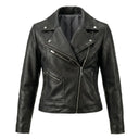Black leather jacket on a white background