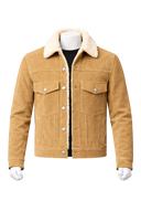 Custom Men’s Corduroy Trucker Jacket with Sherpa Collar manufacturing and bulk supply by DenimByte