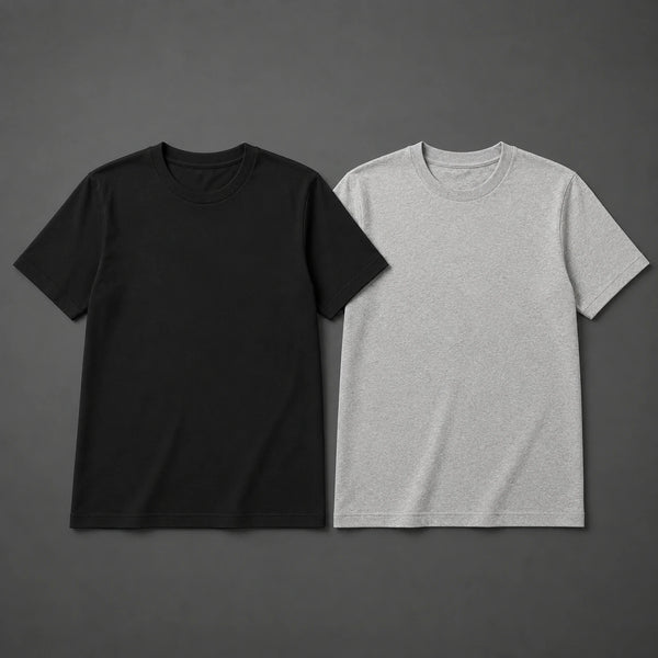 Black and grey custom cotton T-shirts manufactured by Florix Sports for clothing brands and private-label collections custom manufacturing by Florix Sports