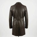 Belted Leather Coat back view private label apparel