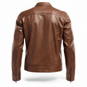 Brown leather jacket on a white background