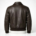 Brown leather jacket on a white background