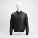 Leather Harrington Jacket front view custom manufacturing