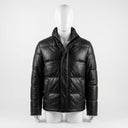 Leather Puffer Jacket front view custom manufacturing