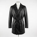 Leather Trench Coat front view custom manufacturing