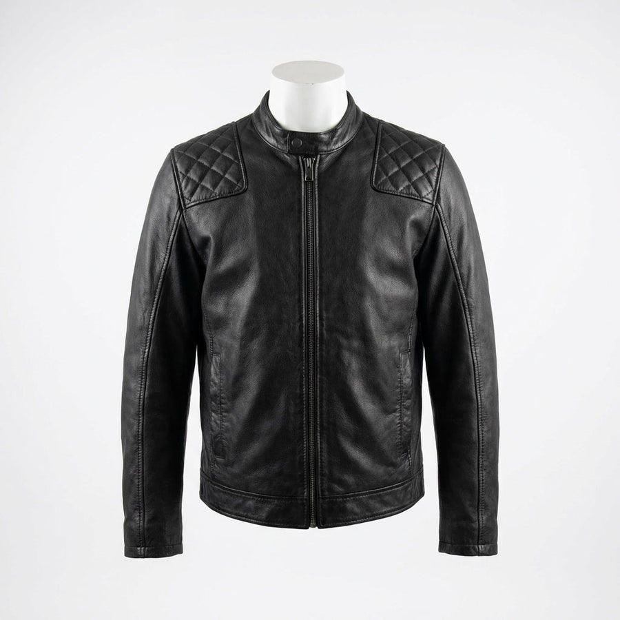 Quilted Leather Jacket front view custom manufacturing
