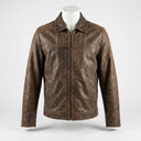 Vintage Distressed Leather Jacket front view custom manufacturing