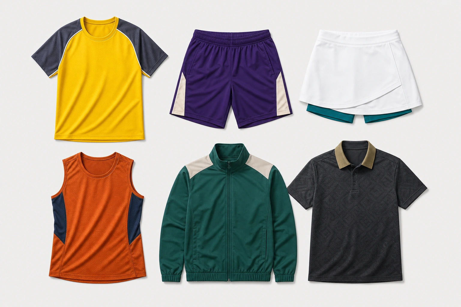 Unbranded custom badminton uniform apparel displayed for team and private-label manufacturing