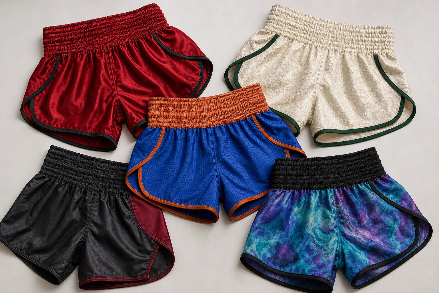 Unbranded custom muay thai shorts for combat sportswear manufacturing