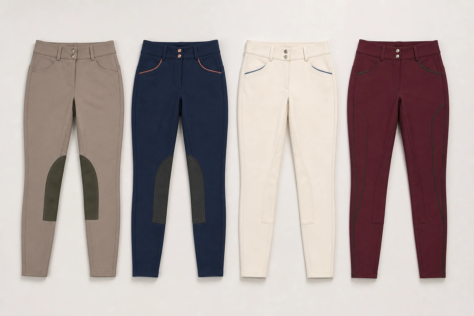 Unbranded custom riding breeches for equestrian apparel manufacturing