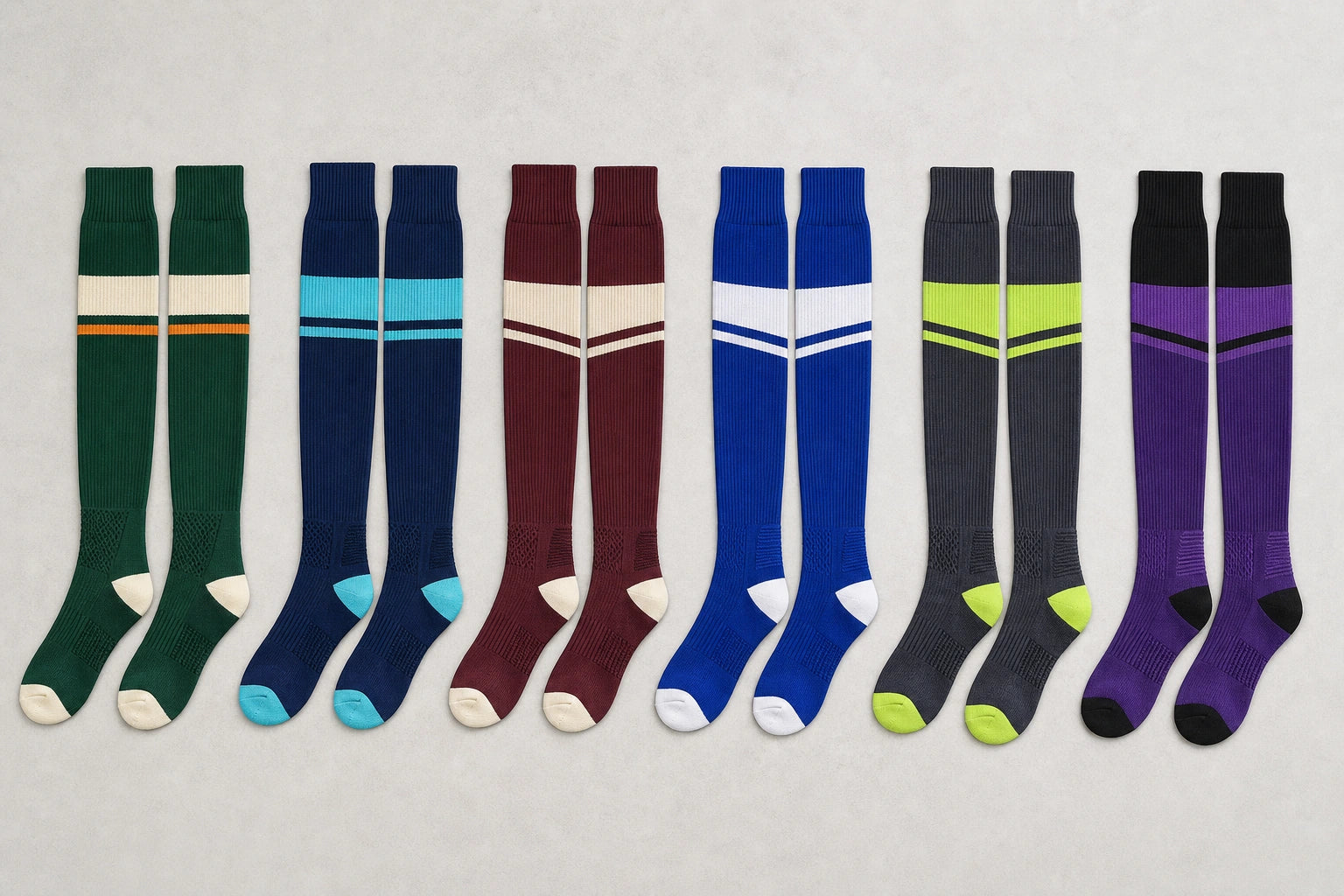 Unbranded custom team socks for field hockey uniform manufacturing