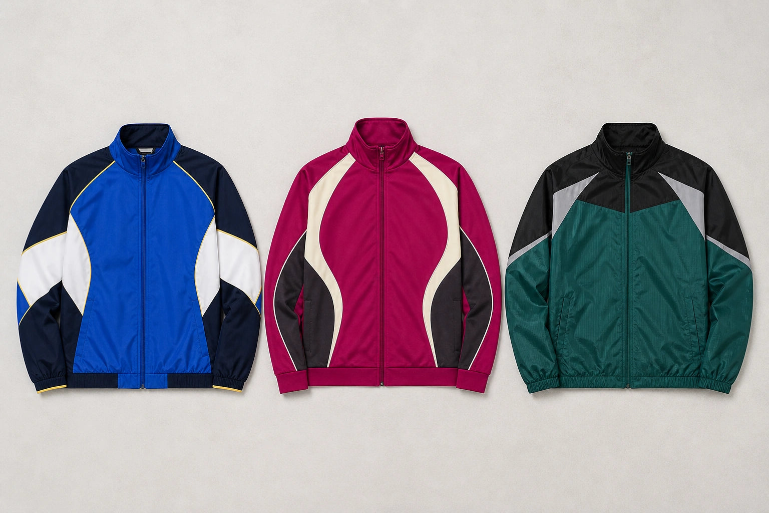Unbranded custom warm-up jackets for futsal kit manufacturing