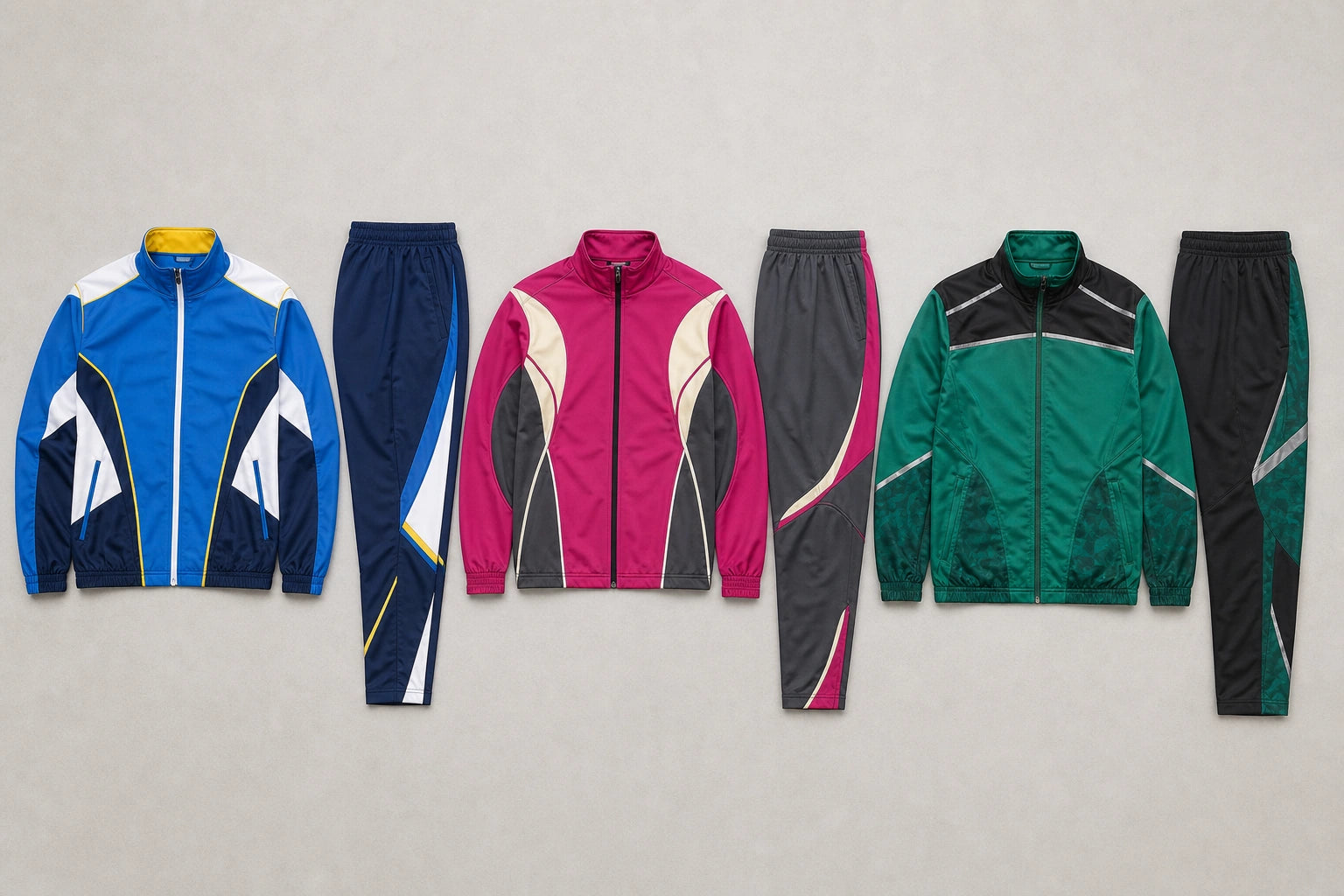 Unbranded custom team tracksuits for futsal kit manufacturing