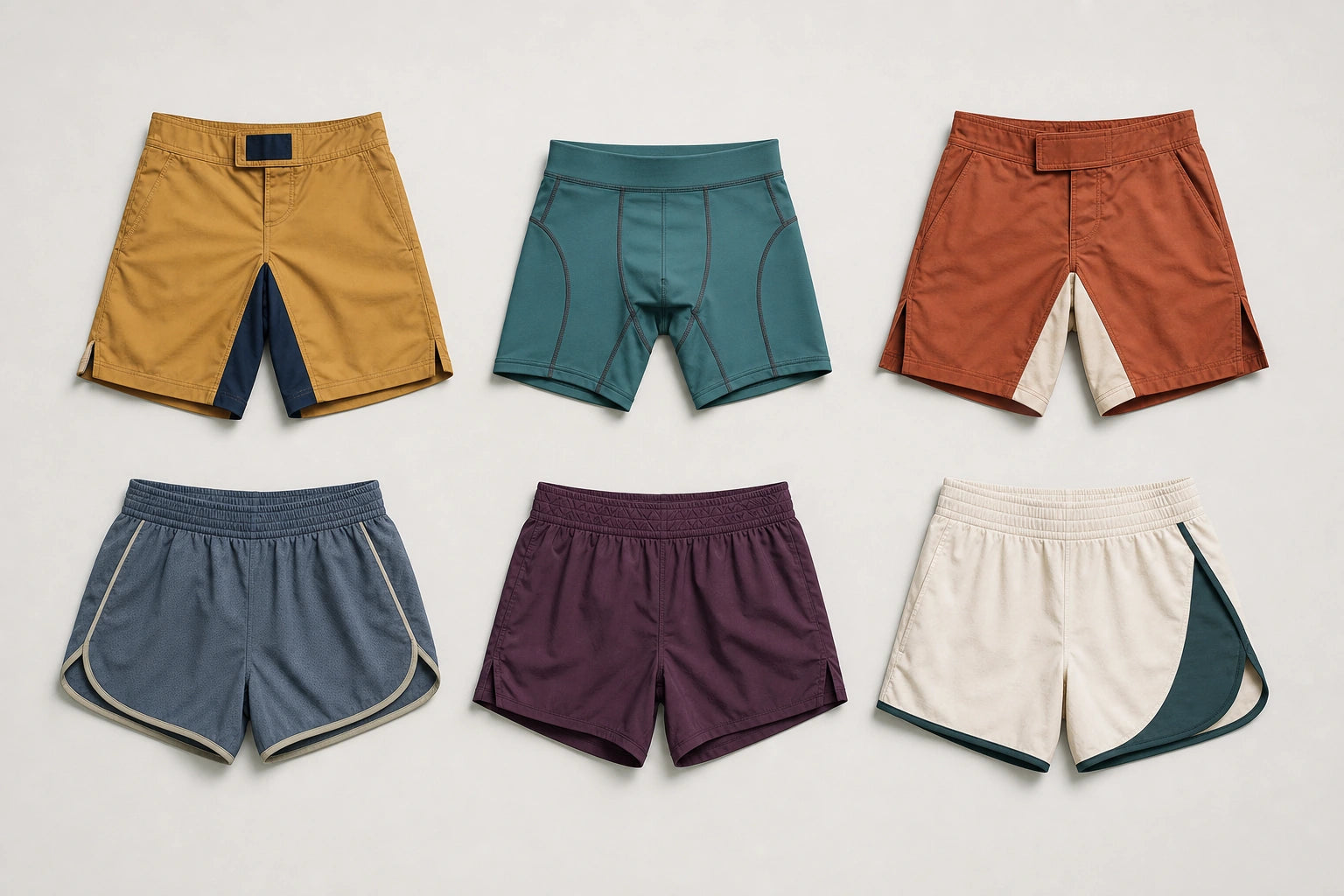 Unbranded custom mma shorts apparel displayed for team and private-label manufacturing