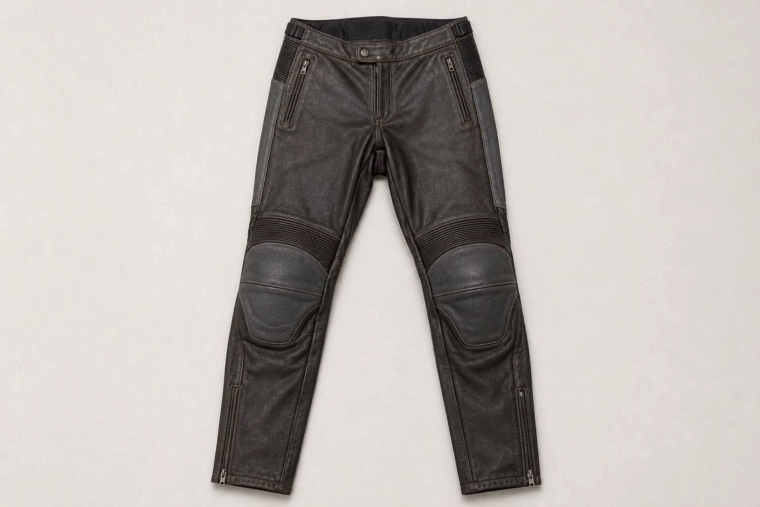 Unbranded custom leather riding trousers for motorcycle leather apparel manufacturing