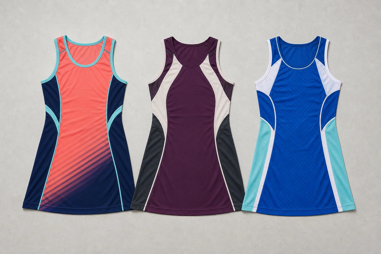 Unbranded custom netball dresses for netball uniform manufacturing