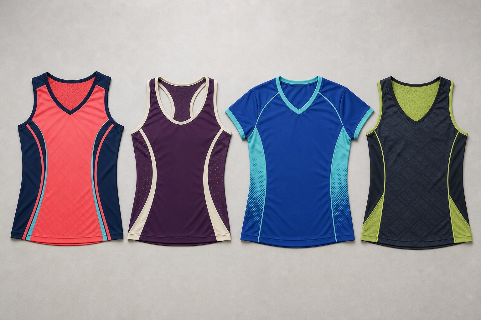 Unbranded custom netball tops for netball uniform manufacturing