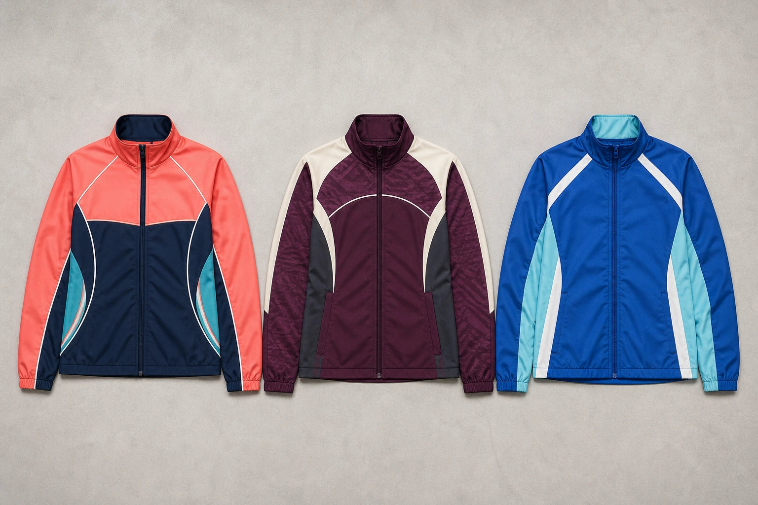 Unbranded custom warm-up jackets for netball uniform manufacturing