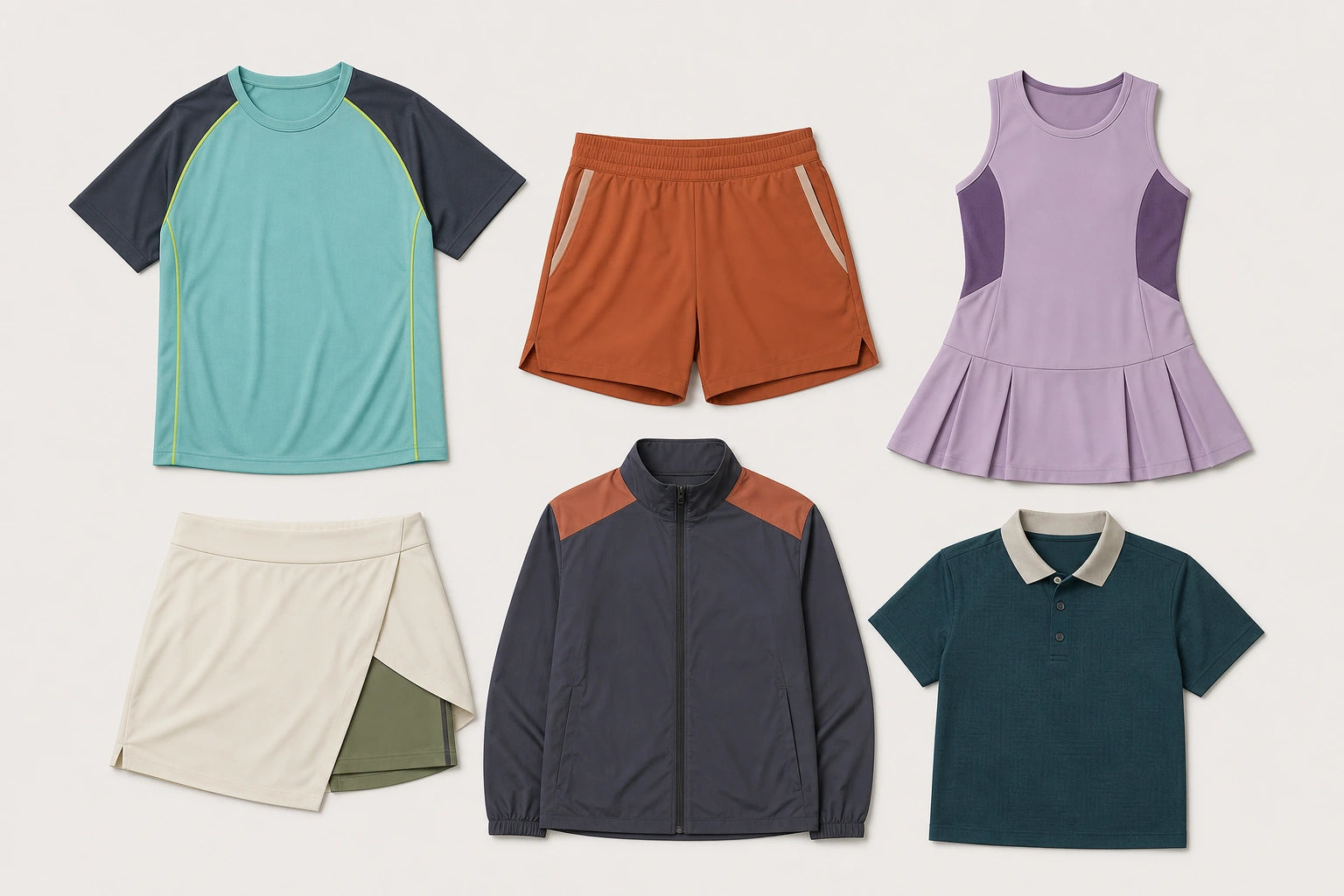 Unbranded custom padel apparel displayed for team and private-label manufacturing
