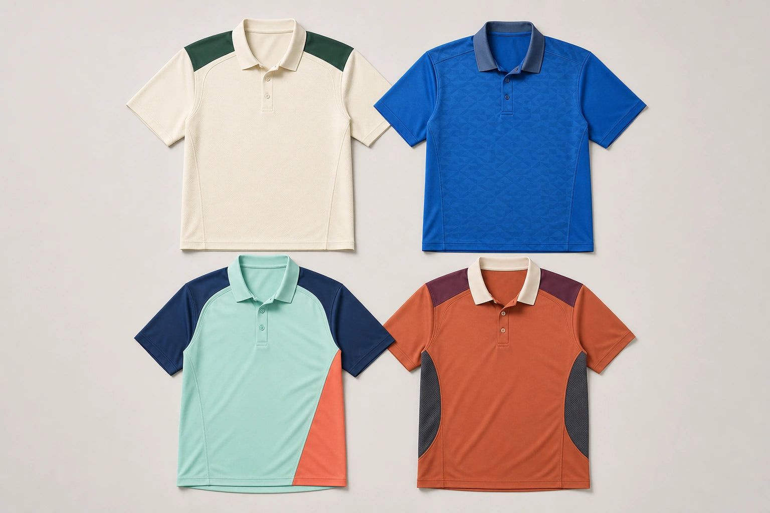 Unbranded custom performance polos for pickleball apparel manufacturing