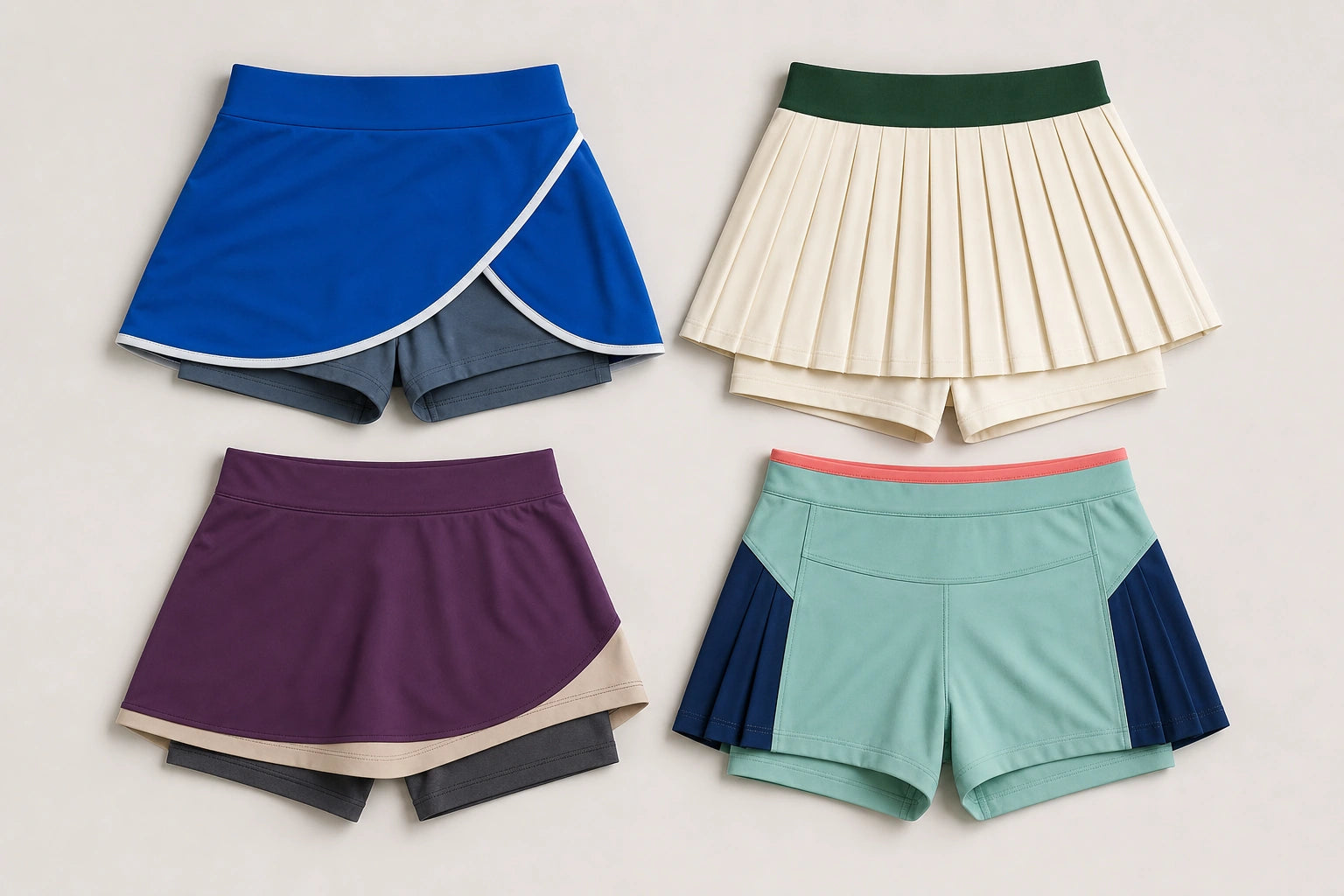 Unbranded custom skirts & skorts for pickleball apparel manufacturing