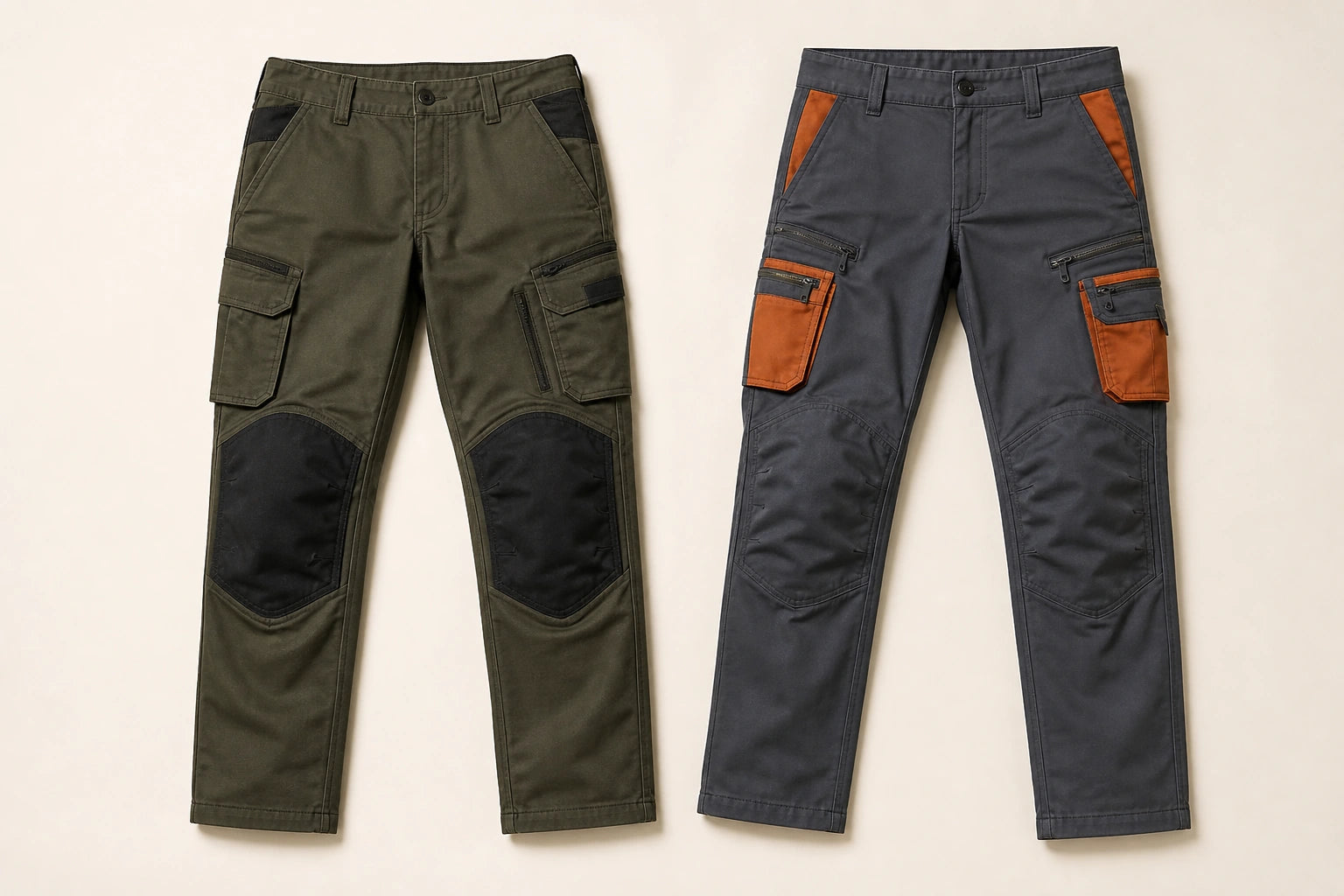Unbranded custom mechanic trousers for pit crew uniform manufacturing