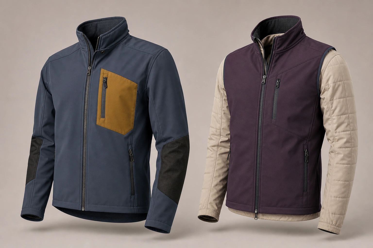 Unbranded custom softshell jackets for pit crew uniform manufacturing