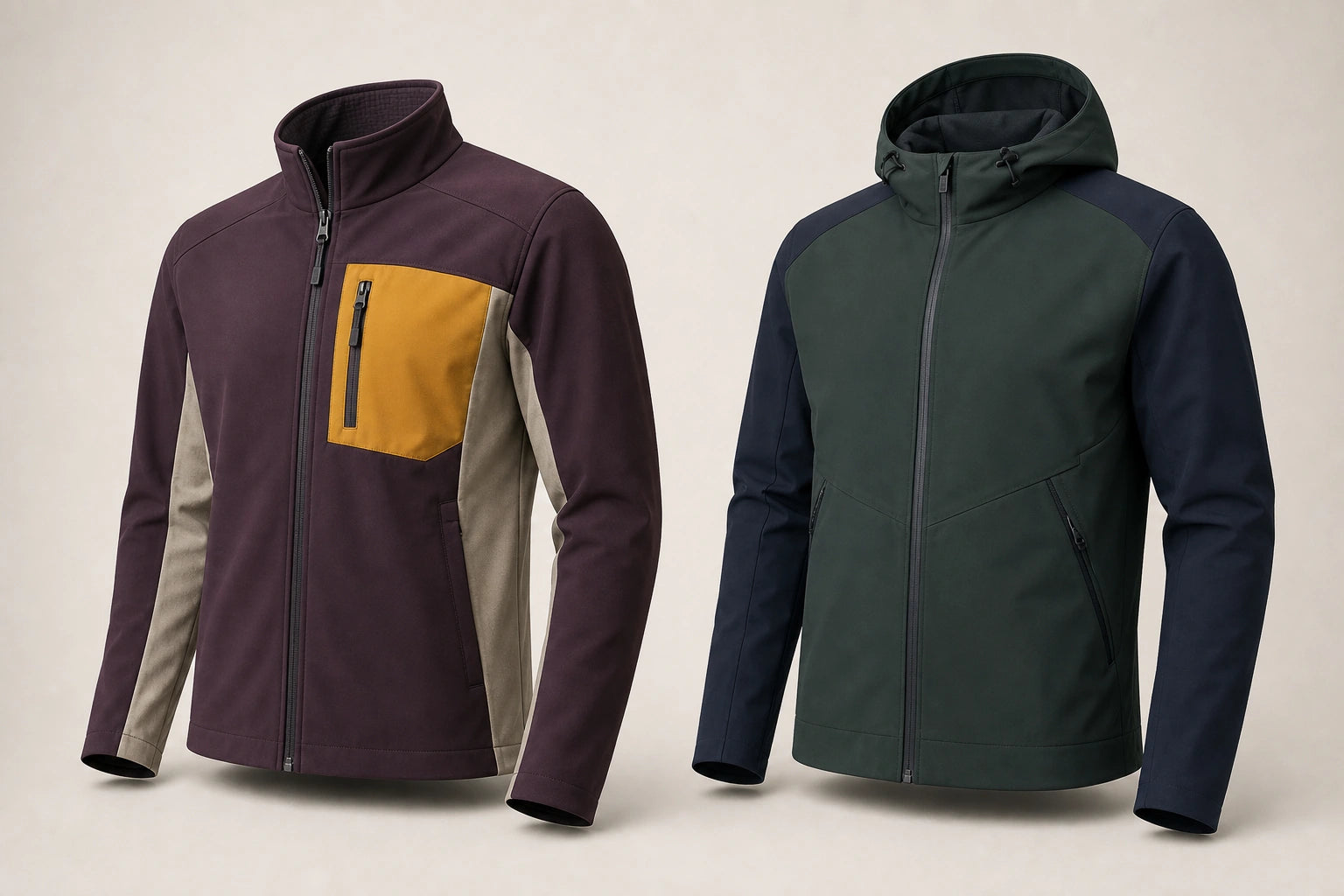 Unbranded custom softshell jackets for racing team apparel manufacturing
