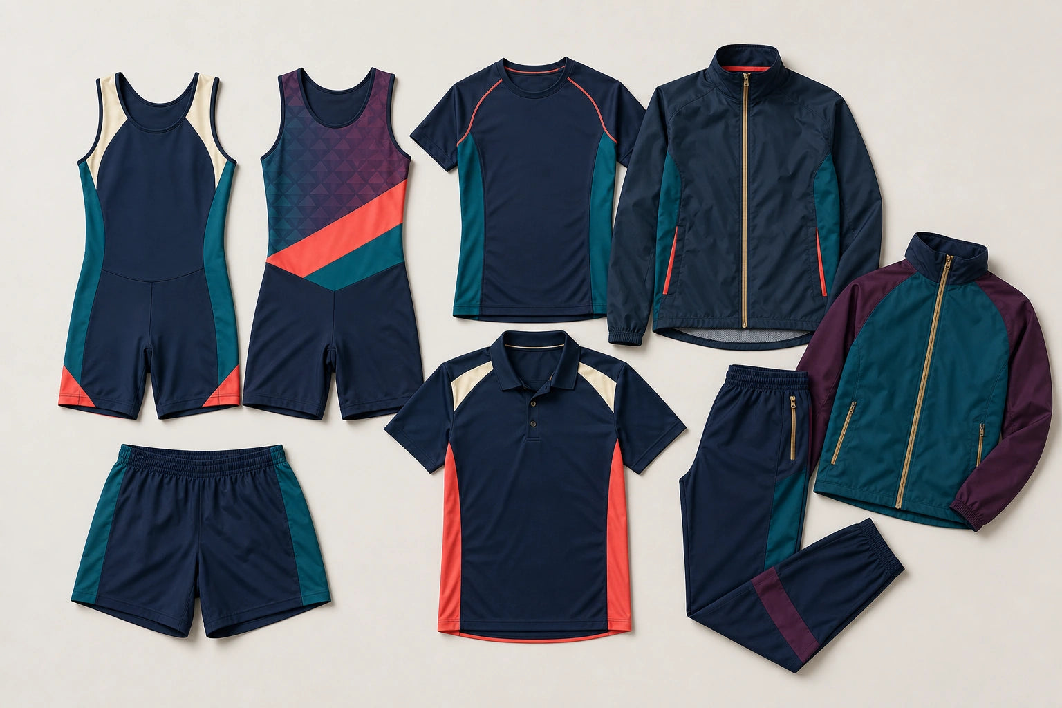 Unbranded custom rowing uniform apparel displayed for team and private-label manufacturing
