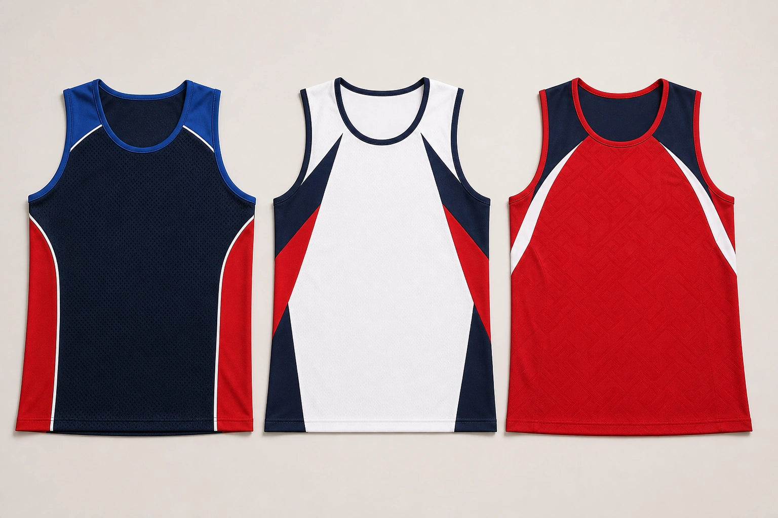 Unbranded custom training singlets for rugby kit manufacturing