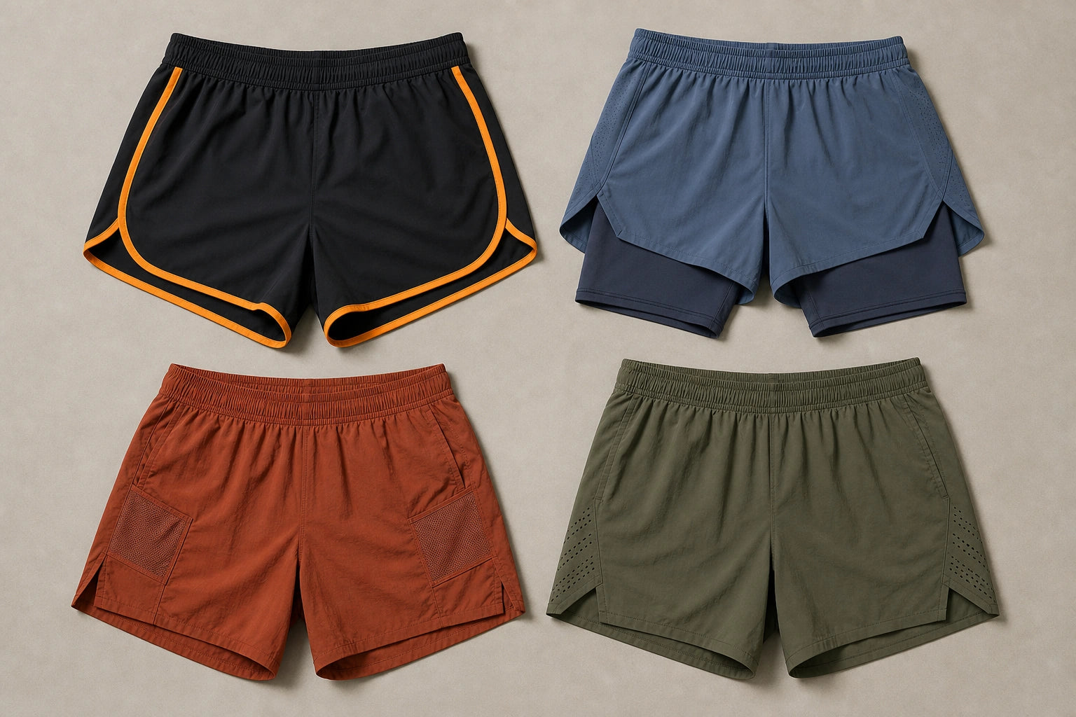 Unbranded custom running shorts for running apparel manufacturing