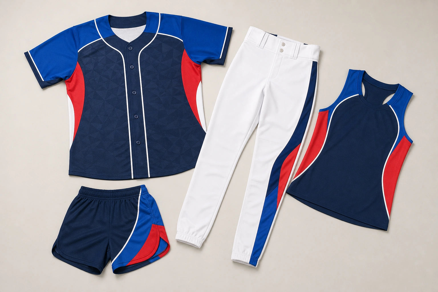 Unbranded custom softball uniforms for teamwear manufacturing
