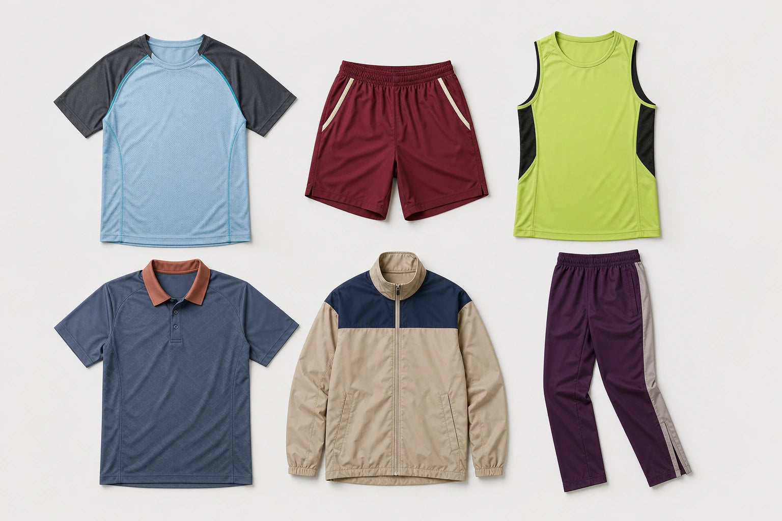 Unbranded custom squash apparel displayed for team and private-label manufacturing