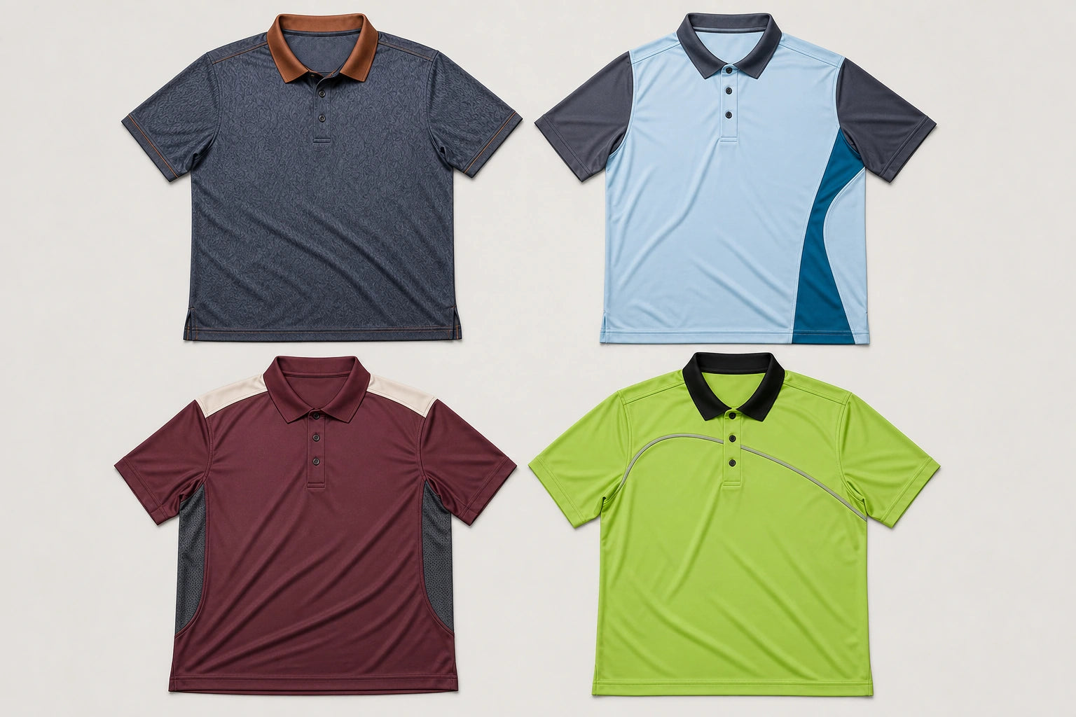 Unbranded custom performance polos for squash apparel manufacturing