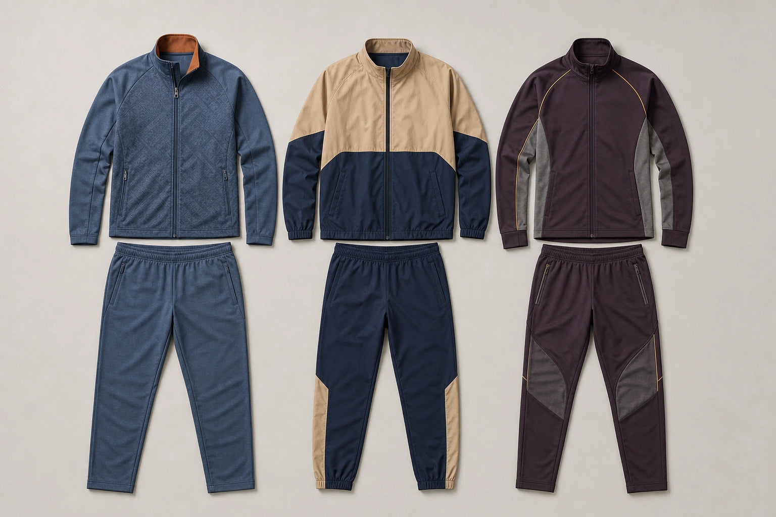 Unbranded custom team tracksuits for squash apparel manufacturing