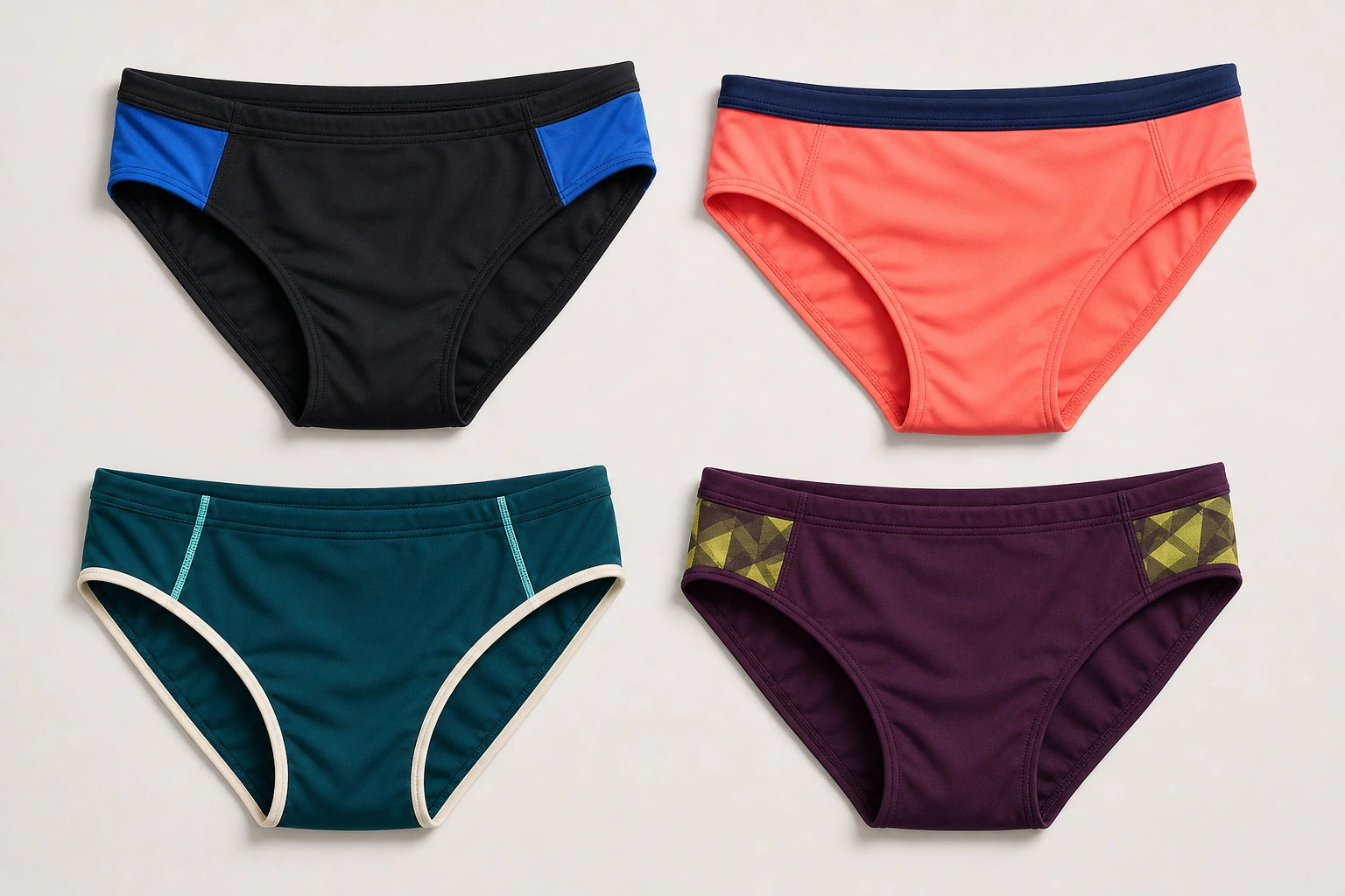 Unbranded custom swim briefs for swim teamwear manufacturing