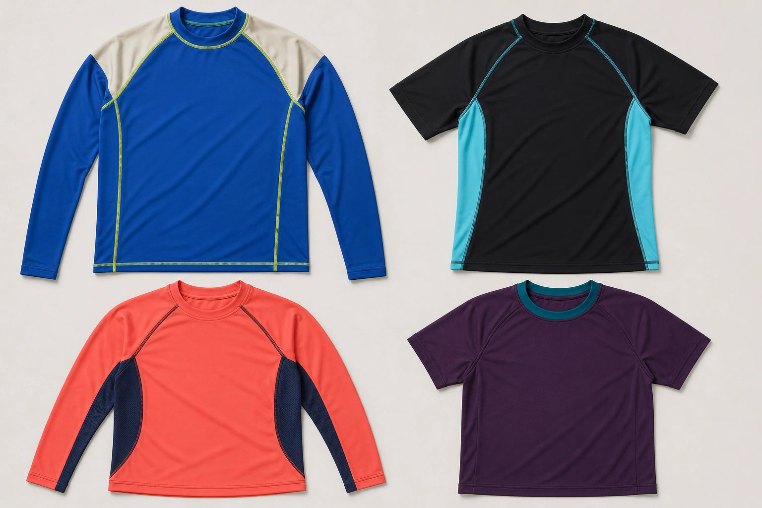Unbranded custom rash vests for swim teamwear manufacturing