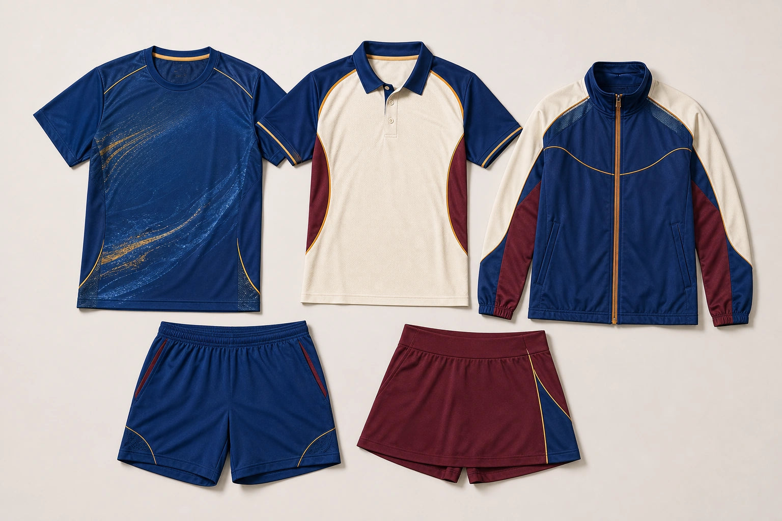 Unbranded custom table tennis uniform apparel displayed for team and private-label manufacturing