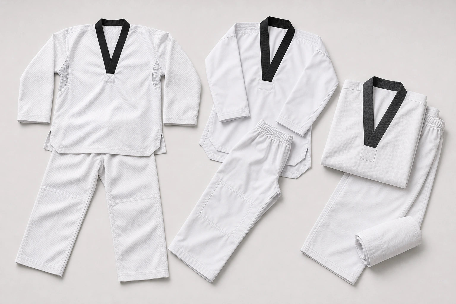 Unbranded custom black-collar doboks for taekwondo uniform manufacturing
