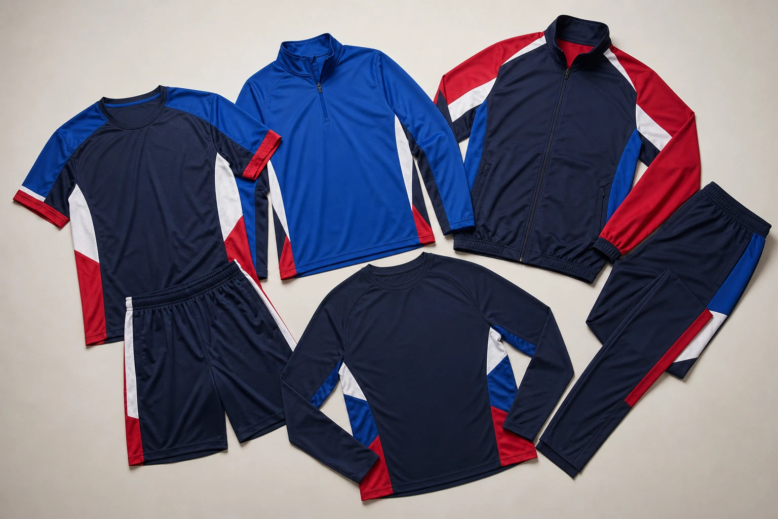 Unbranded custom teamwear apparel displayed for team and private-label manufacturing