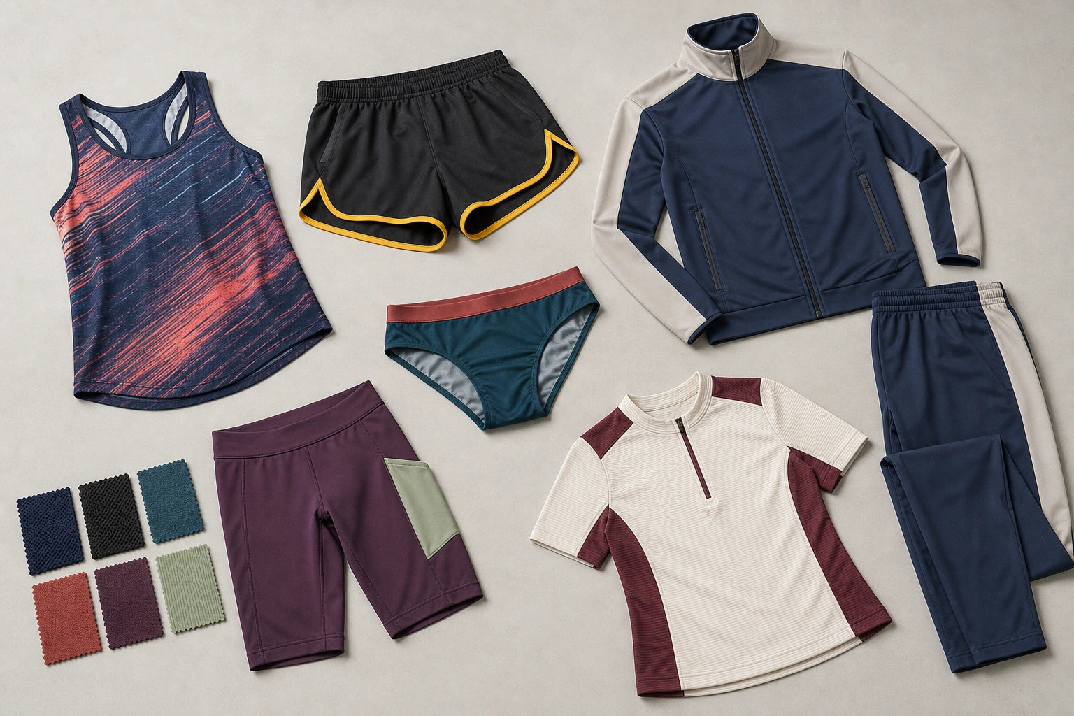 Unbranded custom track and field uniforms displayed for team and private-label manufacturing