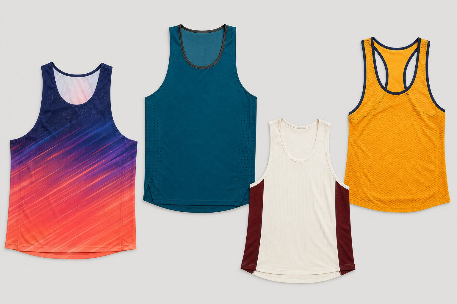Unbranded custom track singlets for track and field uniform manufacturing
