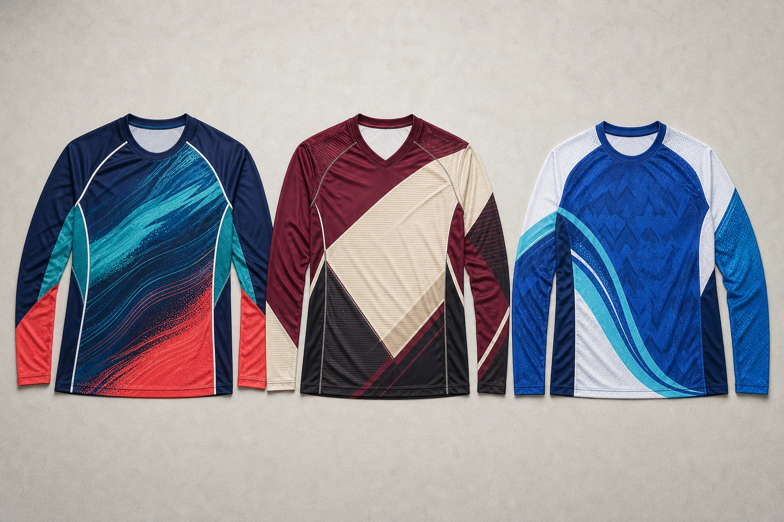 Unbranded custom long-sleeve jerseys for volleyball uniform manufacturing
